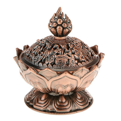 

UpperX Lotus Incense Smoke Cone Aroma Burner Holder Stove Backflow Censer Decor - Copper