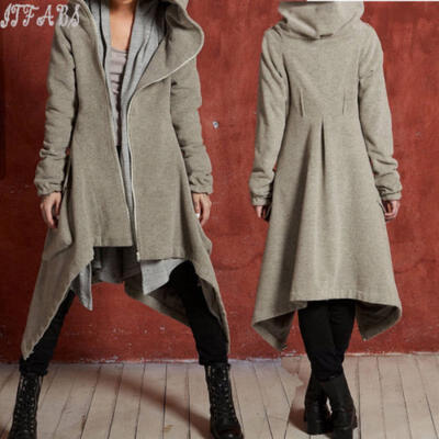 

Women Hoodie Dress Long Hooded Tops Jacket Coat Parka Iirregular Trench Coat
