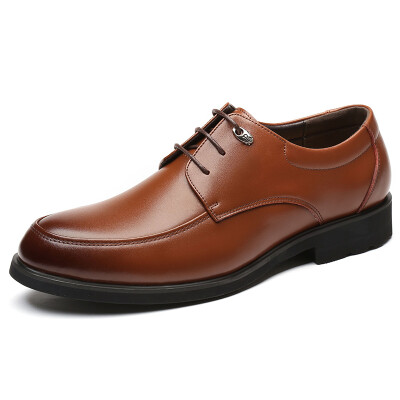 

COSO men 's leather shoes with comfortable business suits leather shoes wedding shoes C707 brown 41 yards