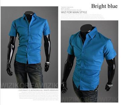 

New 2015 Summer British Shirt Mens Slim Fit Man Short Sleeve Shirts Mens Clothing Slim Casual shirts 17 Coloe 5 Size