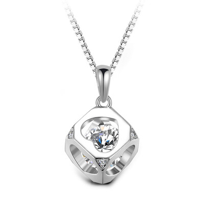 

T400 S925 Silver Necklace Female Mosaic Swarovski Artificial Zircon Lockbone Chain Pendant Love 45cm Send Girl Valentine&39s Day Birthday Gift