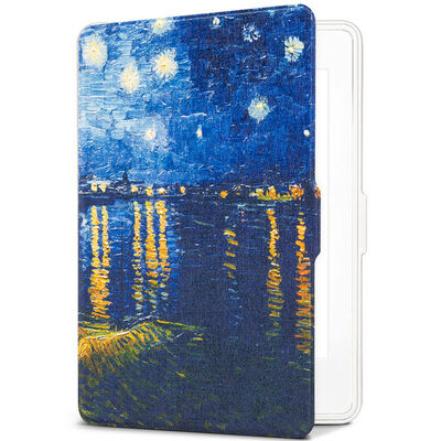 

Natusun K5-08 Adaptation Kindle 958 Case / Case Kindle Paperwhite1 / 2/3 Electric Paper Book Sleeping Leather Case White Shell - Van Gogh Star