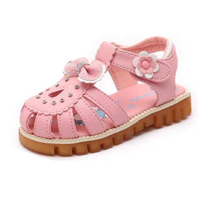 

2016 Kids Girls Fashion Sandals Cute Bow Flower Soft Leather Dress Princess Shoe