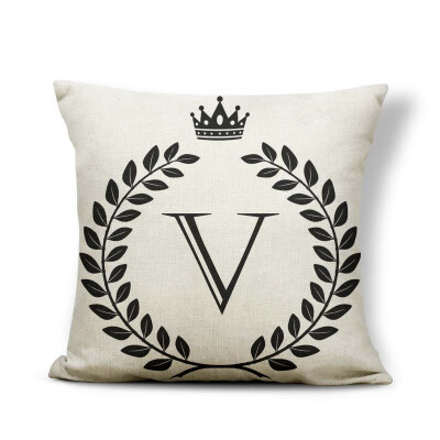 

Alphabet Letter A-Z Cushion Covers Family Initial King Queen Crown Pillow Case School Home Gifts Toss Pillow Large Cotton Linen