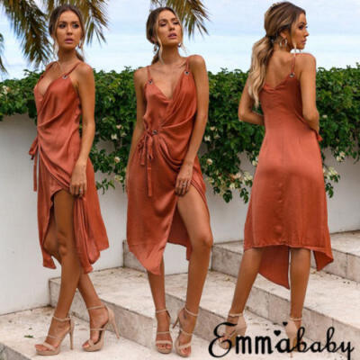 

Women Boho Long Maxi Dress Summer Beach Evening Cocktail Party Sundress