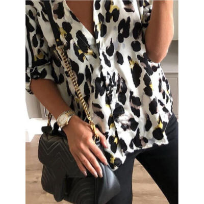 

Fashion Women Lady Long Sleeve Loose Blouse Summer Autumn V Neck Casual Shirt AU