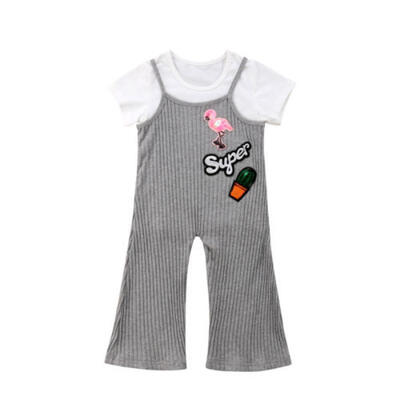 

UK Newborn Kid Baby Girl Flamingo Tops T-shirtBell Bottoms Pants Outfit Clothes