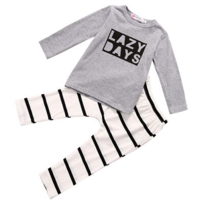 

New 2Pcs Newborn Baby Boys Girls T-shirt Tops Long Pants Outfits Clothes Stylish