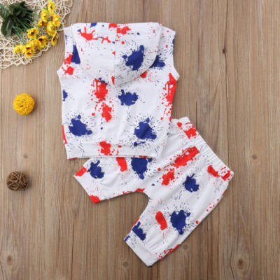 

Newborn Baby Boy Graffiti Clothes Sleeveless Hooded Tops Shorts Pants Outfits US