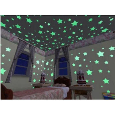 

100pcs Home Wall Light Green Glow In The Dark Star Stickers Decal Baby Kids Room