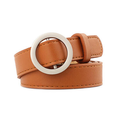 

2018 Fashion Women Belts Leather Metal Pin Round Buckle Waist Belt Waistband Pip