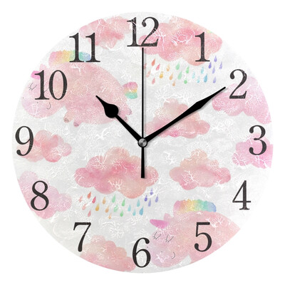 

Wall Clock Seamless Pattern With Unicorns Round Wall Clock Arabic Numerals Design