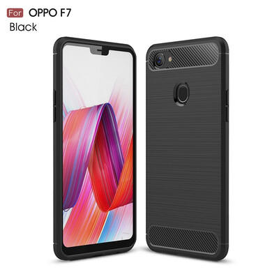 

Fivice OPPO F7 case Luxury brushed carbon fiber TPU soft shell