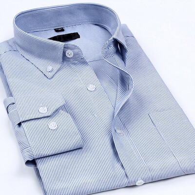 

Mens business casual long-sleeved striped shirt