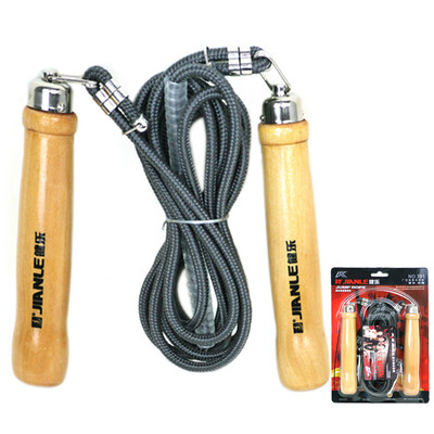 

Fitness training fitness skipping solid wood handle adjustable woven wearable adult students 381 color random