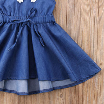 

Adorable Toddler Kids Baby Girls Lace Floral Denim Princess Party Dress Sundress