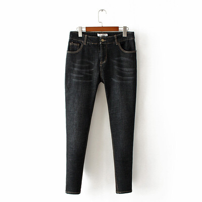 

Winter high spring gold pile thickened wash jean small feet pants 200 jin slender body show large size female pants