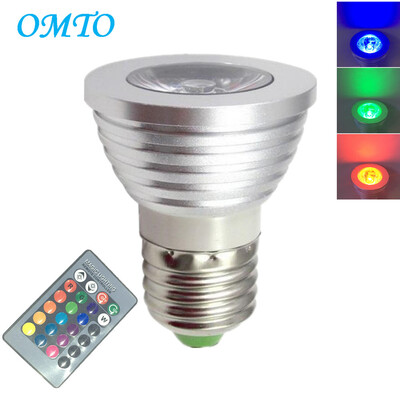 

OMTO 1PCS E27 3W RGB 16 Color Changing Spotlight with IR Remote Control Mood Ambiance Lighting