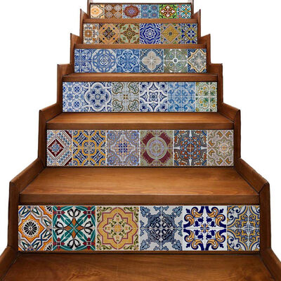 

UpperX Peel&Stick Tile Backsplash Stair Riser Decals DIY Tile Decals Mexican Traditional Talavera Waterproof Stair Mural Decal