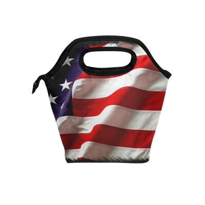 

Insulated Lunch Tote Bag Ripple Flag Travel Picnic Lunch Handbags Portable Zipper Lunch Bag Box
