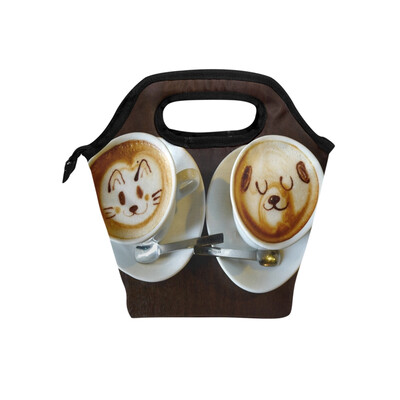 

Insulated Lunch Tote Bag Animals Coffee Travel Picnic Lunch Handbags Portable Zipper Lunch Bag Box