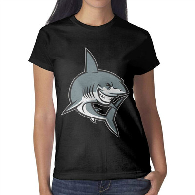Labor Day Blue Shark Womens Black t Shirts Custom Womens Cotton t-Shirts