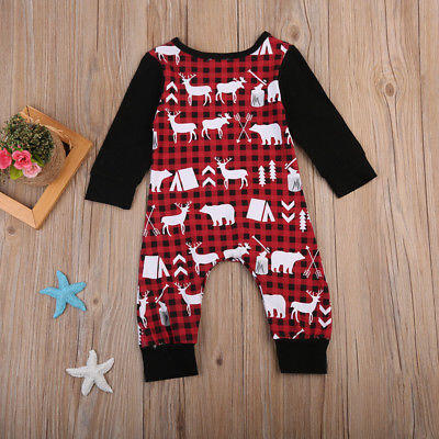 

Newborn Kid Baby Boy Girl Reindeer Clothes Jumpsuit Romper Bodysuit Outfit 0-24M