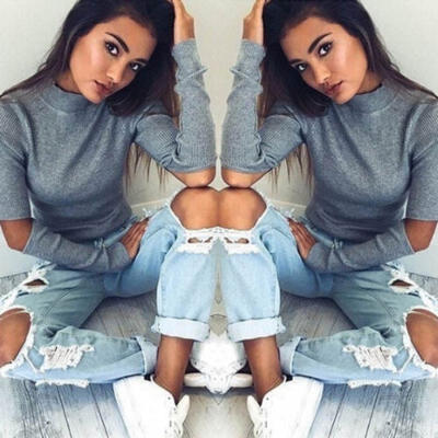 

US Womens Hoodie Jumper Sweatshirt Sweater Crop Top Coat Sports Pullover Tops