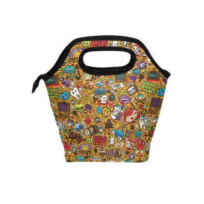 

Insulated Lunch Tote Bag Kinds Pattern Travel Picnic Lunch Handbags Portable Zipper Lunch Bag Box