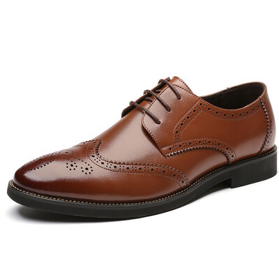 

COSO Bullock Carving Business Casual Shoes Lace Dress Shoes Men Shoes C717 Brown 38 yards