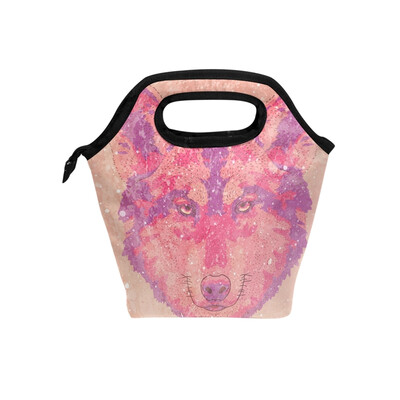 

Lunch Bag Tote Bag Purple Pink Wolf Travel Picnic Organizer Lunch Holder Handbags Lunch Bag Box