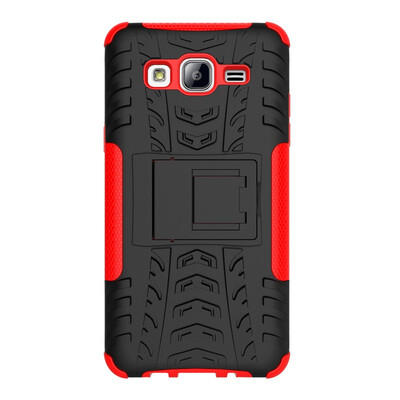 

Fivice Samsung J5 primeOn 5 Case TPU anti-fall tire pattern back clip bracket phone case