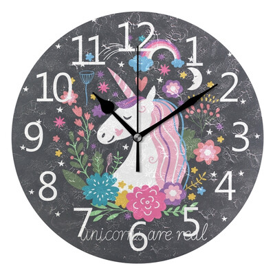 

Wall Clock Unicorn Fairy Tale Round Wall Clock Arabic Numerals Design