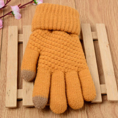 

Women Knitted Wool Full Finger Gloves Ladies Touch Screen Warm Thermal Mittens