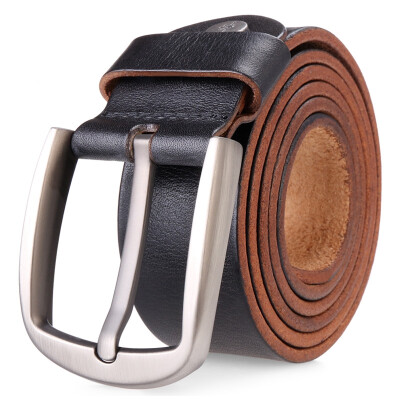 

Cattle Men's Belt Belt Buckle Trousers Pants Leather Casual Cushion Leather Celt Leather 1211 Elegant Black