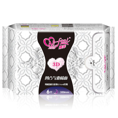 

Nafi sanitary napkin 3D convex convex cotton surface plus night with 350mm * 6 (leak-proof breathable light absorption after the leakage barrier