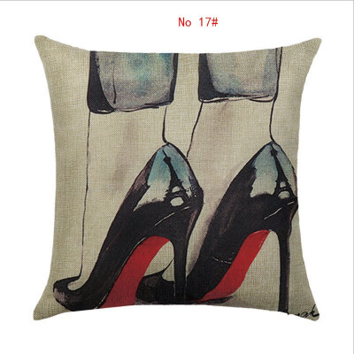 

Cushion cover 45cm45cm Womens shoes&cosmetics linencotton pillow case sofa cushion case square decorative pillow cover