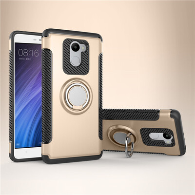 

Fivice Xiaomi Redmi 4 case PC metal ring shell magnetic car bracket TPU phone case