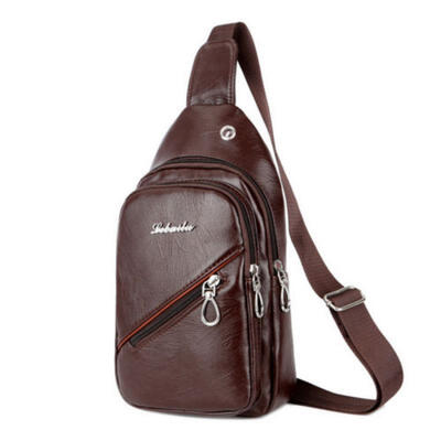 

Mens Leather Chest Cycle Sling Pack Satchel Shoulder Bag Small Day Packs Purse