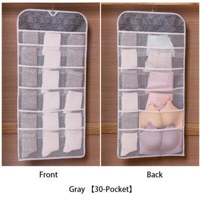 

Wall Door Hanging Storage Bag Hangers Pockets Dual Sided Underwear Bra Socks Sorting Bag Rack Closet Wardrobe Storage Bag