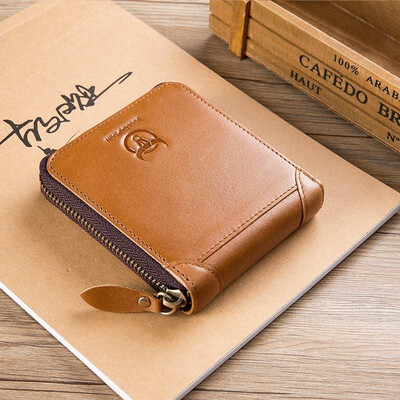 

BULLCAPTAIN 2018 New Arrival Mens Wallet Cowhide Coin Purse Designer Brand Wallet clutch leather wallet man wallets&purses