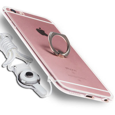 

KOOLIFE iPhone 6 / 6с плюс телефон оболочки защитный рукав яблоко 6s плюс кольцо держатель пряжки мягкой оболочки / Креативный кронштейн падения прозрачной оболочки строп отверстие