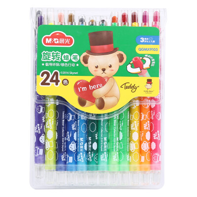 

Dawn  & G QGMX9103 Teddy Rotary Painting Crayons Oil Painting Bar 24 Colors Boxes