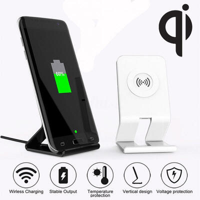 

New Qi Wireless Fast Charger 2Coils Charging Stand For iPhone 8X Samsung Note 8