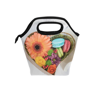 

Insulated Lunch Tote Bag Love Box Travel Picnic Lunch Handbags Portable Zipper Lunch Bag Box