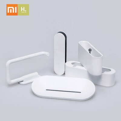 

Xiaomi Wash Set 5 in 1 Washroom Wall Attachment Tooth Brush Soap Bathroom Paper Toilet Roll Holder Organizers Box Phone Shelf