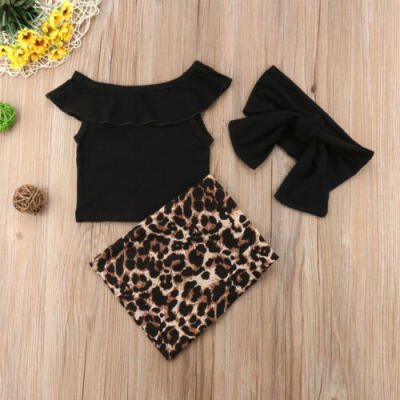 

Toddler Kids Baby Girl Off Shoulder Tops Leopard Sheath Dress Skirt Clothes 1-6Y