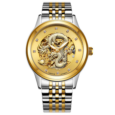 

Mechanical Watch Men Automatic 3D Carved Dragon Steel Mechanical Wrist Watch