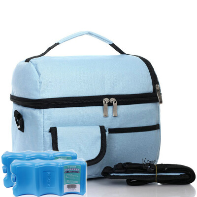 

V-Coool suit with blue ice double-layer high-capacity breast milk fresh package back milk pack ice pack lunch bag lunch bag light blue dry blue ice 2