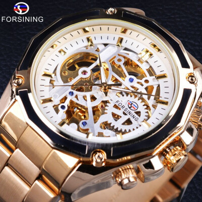 

Forsining Mens Black Gold Stainless Steel Automatic Luxury Design Men Watches